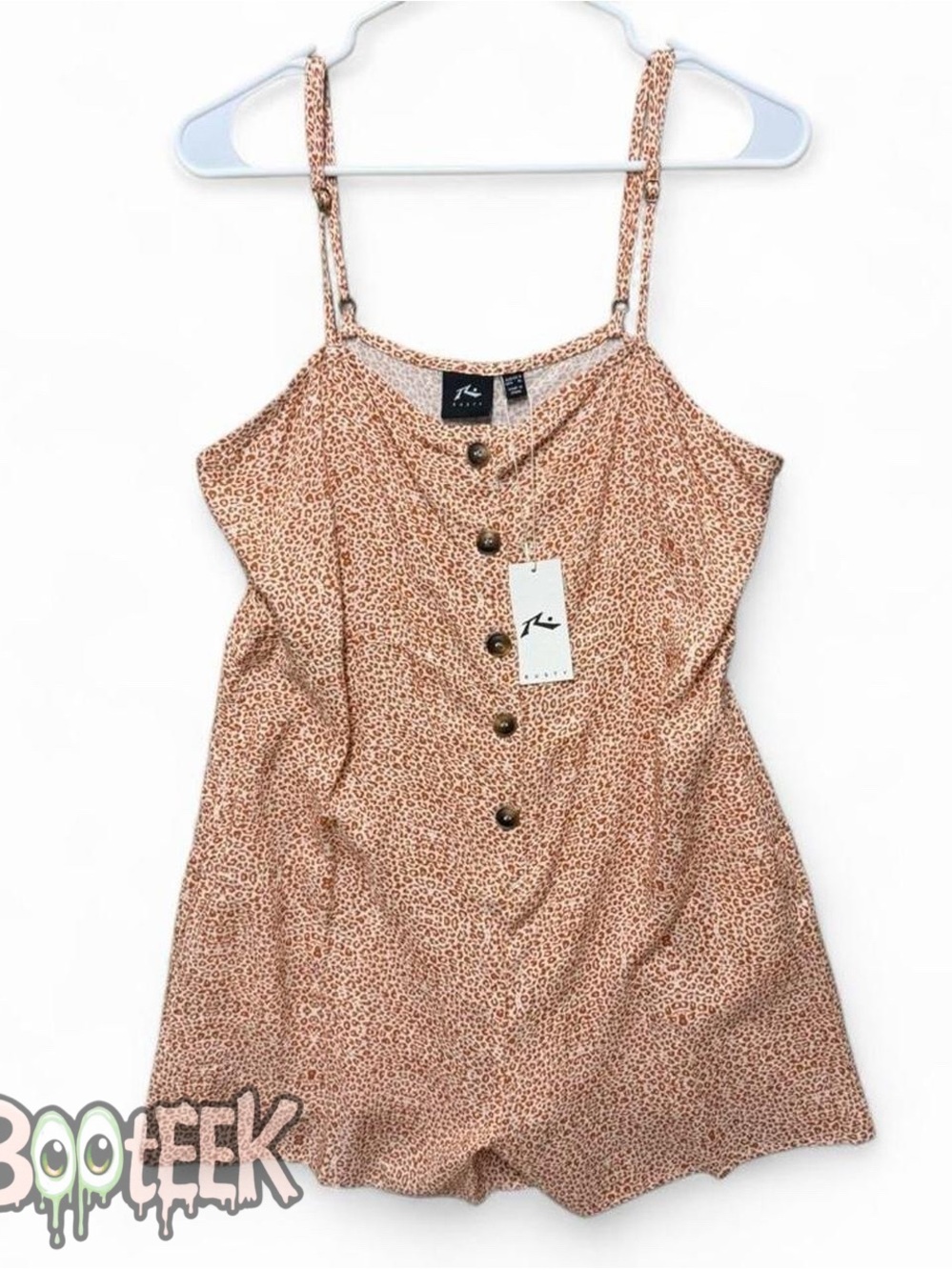 Rusty Women's Beige Leopard-Print Cami Romper